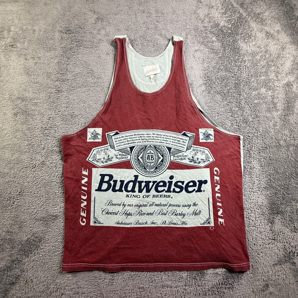 Vintage Budweiser Tank Top Shirt Mens XL Calhoun Prints Canada Beer Label